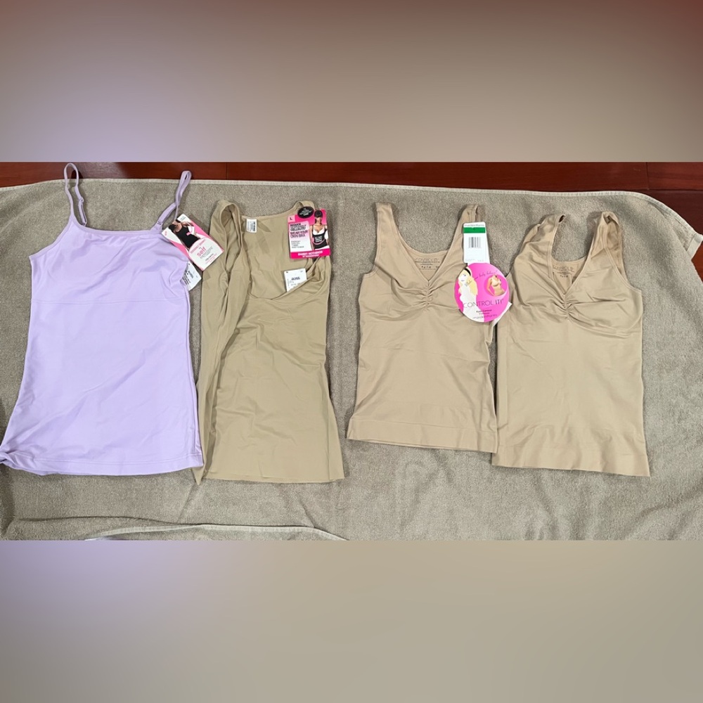 Set of 4 Lavender and Beige Camisoles